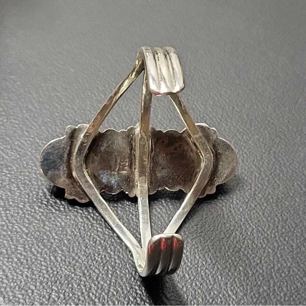 Native American Large Sterling Silver Triple Turquoise Stone Cuff Bracelet ... - Picture 6 of 14